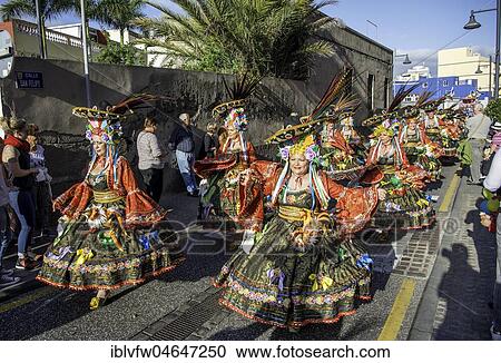 Women in colorful costumes, Carnival, Street carnival, Puerto de la Cruz, Tenerife, Canary Islands, Spain, Europe View Large Photo Image Stock Image - Women in colorful costumes, Carnival, Street carnival, Puerto de la Cruz, Tenerife, Canary Islands, Spain, Europe. Fotosearch