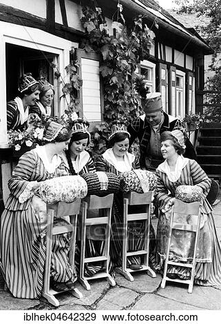 Women in traditional clothes knitting, 1940s, Germany, Europe View Large Photo Image Stock Photo - Women in traditional clothes knitting, 1940s, Germany, Europe. Fotosearch