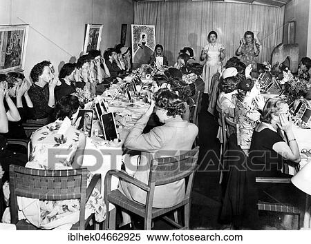 Women learn how to apply make-up, 1950s, Germany, Europe View Large Photo Image Stock Photography - Women learn how to apply make-up, 1950s, Germany, Europe. Fotosearch