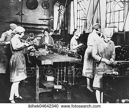 Stock Image - Women working in a large workshop, 1920s, Germany, Europe. Fotosearch
