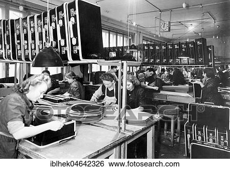 Stock Photograph - Workers make suitcases, 1940s, Germany, Europe. Fotosearch