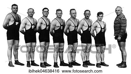 Stock Photograph - Wrestling team, ca. 1920, 1920s, exact location unknown, Germany, Europe. Fotosearch