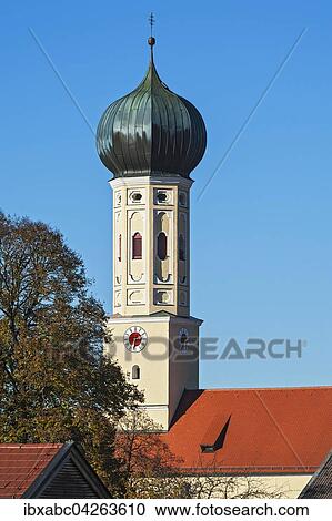 Zwiebelturm der Kirche in Waakirchen, Oberbayern, Bayern, Deutschland, Europa View Large Photo Image Stock Image - Zwiebelturm der Kirche in Waakirchen, Oberbayern, Bayern, Deutschland, Europa. Fotosearch