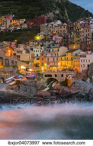 Abendstimmung, Fischerdorf Manarola, Cinque Terre, UNESCO-Weltkulturerbe, Italienische Riviera, Ligurien, Levante, Italien, Europa View Large Photo Image Stock Photo - Abendstimmung, Fischerdorf Manarola, Cinque Terre, UNESCO-Weltkulturerbe, Italienische Riviera, Ligurien, Levante, Italien, Europa. Fotosearch