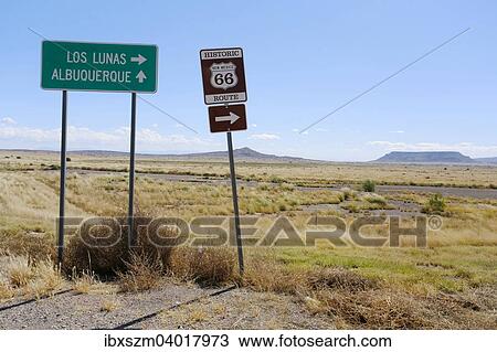 Abzweigung zur Historic Route 66, Los Lunas nach Albuquerque, New Mexico, USA, Nordamerika View Large Photo Image Stock Image - Abzweigung zur Historic Route 66, Los Lunas nach Albuquerque, New Mexico, USA, Nordamerika. Fotosearch