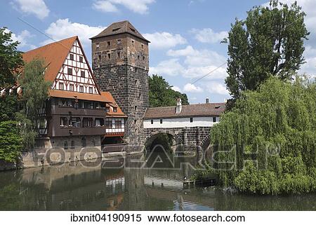 Alte Fachwerkhauser und Henkerturm mit Henkersteg, Nurnberg, Mittelfranken, Bayern, Deutschland, Europa View Large Photo Image Stock Photography - Alte Fachwerkhauser und Henkerturm mit Henkersteg, Nurnberg, Mittelfranken, Bayern, Deutschland, Europa. Fotosearch