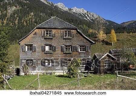 Altes Allgauer Haus mit Holzschindeln verkleidet, Hinterstein, Allgau, Bayern, Deutschland, Europa View Large Photo Image Stock Photography - Altes Allgauer Haus mit Holzschindeln verkleidet, Hinterstein, Allgau, Bayern, Deutschland, Europa. Fotosearch