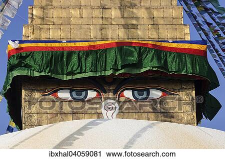 Augen des Buddha, Bodnath-Stupa, Bodnath, UNESCO Weltkulturerbe, Kathmandu, Nepal, Asien View Large Photo Image Stock Image - Augen des Buddha, Bodnath-Stupa, Bodnath, UNESCO Weltkulturerbe, Kathmandu, Nepal, Asien. Fotosearch