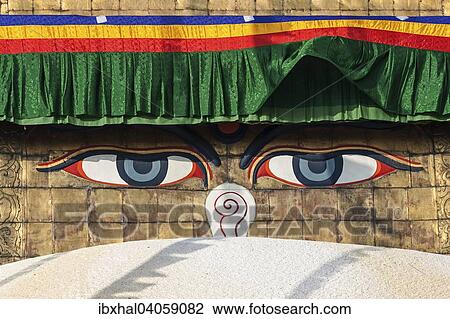 Augen des Buddha, Bodnath-Stupa, Bodnath, UNESCO Weltkulturerbe, Kathmandu, Nepal, Asien View Large Photo Image Stock Image - Augen des Buddha, Bodnath-Stupa, Bodnath, UNESCO Weltkulturerbe, Kathmandu, Nepal, Asien. Fotosearch