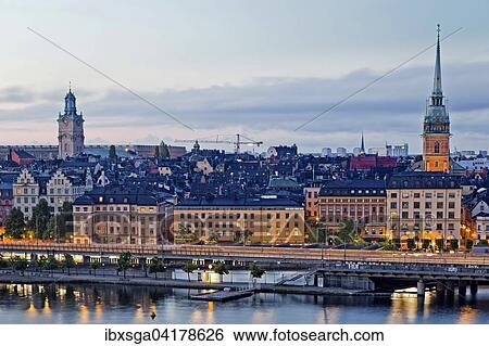 Stock Photograph - Ausblick auf Altstadt, Gamla Stan, Stockholm, Schweden, Europa. Fotosearch