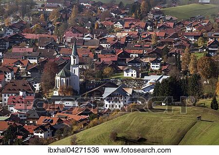 Ausblick auf Bad Hindelang, Allgau, Bayern, Deutschland, Europa View Large Photo Image Stock Photograph - Ausblick auf Bad Hindelang, Allgau, Bayern, Deutschland, Europa. Fotosearch