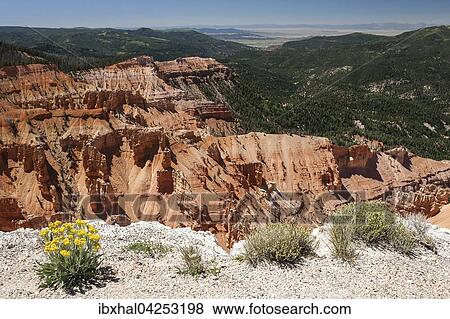 Stock Photo - Ausblick auf bizarre Sandsteinerosionen im Amphitheater, Cedar Breaks National Monument, Utah, USA, Nordamerika. Fotosearch
