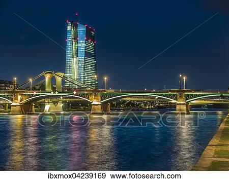 Ausblick auf den Main und die neue EZB, Europaische Zentralbank, bei Nacht, Frankfurt am Main, Hessen, Deutschland, Europa View Large Photo Image Stock Photo - Ausblick auf den Main und die neue EZB, Europaische Zentralbank, bei Nacht, Frankfurt am Main, Hessen, Deutschland, Europa. Fotosearch