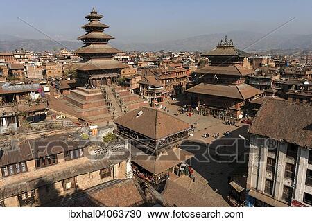 Ausblick auf den Nyatapola-Tempel, den Bhairavnath-Tempel, den Taumadhi Tol und die Dacher der Stadt, Bhaktapur, Nepal, Asien View Large Photo Image Stock Image - Ausblick auf den Nyatapola-Tempel, den Bhairavnath-Tempel, den Taumadhi Tol und die Dacher der Stadt, Bhaktapur, Nepal, Asien. Fotosearch