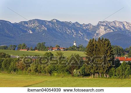 Ausblick auf die Ortschaft, Gaissach, Isarwinkel, Oberbayern, Bayern, Deutschland, Europa View Large Photo Image Stock Photo - Ausblick auf die Ortschaft, Gaissach, Isarwinkel, Oberbayern, Bayern, Deutschland, Europa. Fotosearch