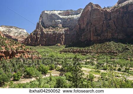 Ausblick in den Zion Canyon und North Fork Virgin River, Emerald Pools Trail, Zion Nationalpark, Utah, USA, Nordamerika View Large Photo Image Stock Image - Ausblick in den Zion Canyon und North Fork Virgin River, Emerald Pools Trail, Zion Nationalpark, Utah, USA, Nordamerika. Fotosearch