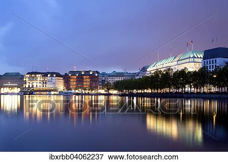 Ausblick uber die Binnenalster auf reprasentative Kontorhauser, Hotels und Geschaftshauser am Jungfernstieg, Hamburg, Deutschland, Europa View Large Photo Image Stock Photo - Ausblick uber die Binnenalster auf reprasentative Kontorhauser, Hotels und Geschaftshauser am Jungfernstieg, Hamburg, Deutschland, Europa. Fotosearch