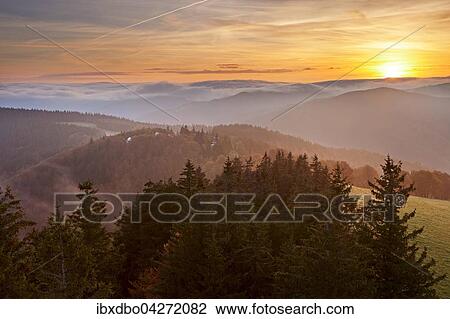 Ausblick vom Eugen-Keidel-Turm auf dem Schauinsland, Schwarzwald bei Sonnenaufgang, Freiburg im Breisgau, Baden-Wurttemberg, Deutschland, Europa View Large Photo Image Stock Image - Ausblick vom Eugen-Keidel-Turm auf dem Schauinsland, Schwarzwald bei Sonnenaufgang, Freiburg im Breisgau, Baden-Wurttemberg, Deutschland, Europa. Fotosearch