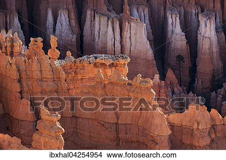 Ausblick vom Inspiration Point auf farbige Gesteinsformationen im Bryce Amphitheater, Hoodoos, Morgenlicht, Bryce Canyon Nationalpark, Utah, USA, Nordamerika View Large Photo Image Picture - Ausblick vom Inspiration Point auf farbige Gesteinsformationen im Bryce Amphitheater, Hoodoos, Morgenlicht, Bryce Canyon Nationalpark, Utah, USA, Nordamerika. Fotosearch