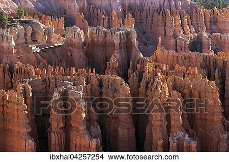 Ausblick vom Inspiration Point auf farbige Gesteinsformationen im Bryce Amphitheater, Hoodoos, Morgenlicht, Bryce Canyon Nationalpark, Utah, USA, Nordamerika View Large Photo Image Picture - Ausblick vom Inspiration Point auf farbige Gesteinsformationen im Bryce Amphitheater, Hoodoos, Morgenlicht, Bryce Canyon Nationalpark, Utah, USA, Nordamerika. Fotosearch