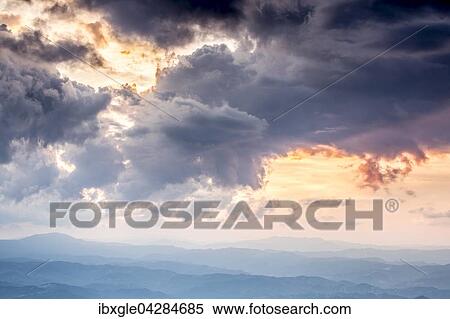 Stock Photography - Ausblick vom Monte Nerone am Morgen, Apennin, Region Marken, Italien, Europa. Fotosearch