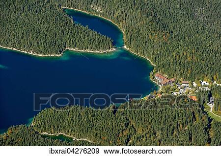Ausblick von der Zugspitze auf Eibsee mit Eibsee-Hotel, Grainau, Werdenfelser Land, Oberbayern, Bayern, Deutschland, Europa View Large Photo Image Stock Photo - Ausblick von der Zugspitze auf Eibsee mit Eibsee-Hotel, Grainau, Werdenfelser Land, Oberbayern, Bayern, Deutschland, Europa. Fotosearch