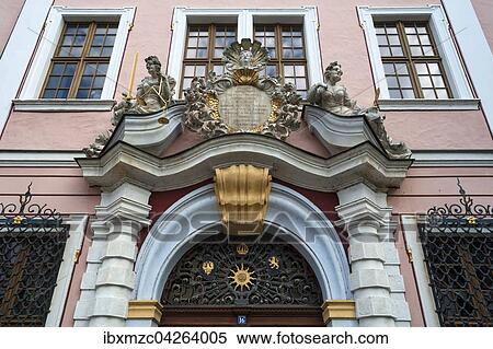 Barockes Eingangsportal der ehemaligen Borse, 1706, mit Skulpturen der Justitia und Gottin der Klugheit, heute Hotel, Untermarkt, Gorlitz, Oberlausitz, Sachsen, Deutschland, Europa View Large Photo Image Stock Photography - Barockes Eingangsportal der ehemaligen Borse, 1706, mit Skulpturen der Justitia und Gottin der Klugheit, heute Hotel, Untermarkt, Gorlitz, Oberlausitz, Sachsen, Deutschland, Europa. Fotosearch