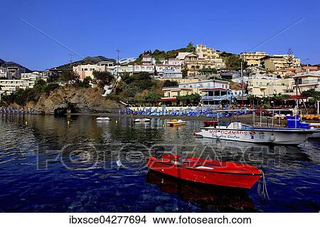 Picture - Boote im Hafen, Bali, Kreta, Griechenland, Europa. Fotosearch