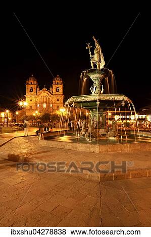 Brunnen vor der Kirche Iglesia La Compania de Jesus, Plaza de Armas, Cusco, Provinz Cusco, Peru, Sudamerika View Large Photo Image Stock Photo - Brunnen vor der Kirche Iglesia La Compania de Jesus, Plaza de Armas, Cusco, Provinz Cusco, Peru, Sudamerika. Fotosearch