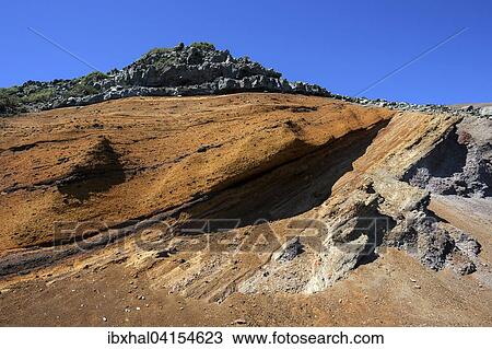 Stock Image - Buntes Lavagestein am Roque de los Muchachos, La Palma, Kanarische Inseln, Spanien, Europa. Fotosearch