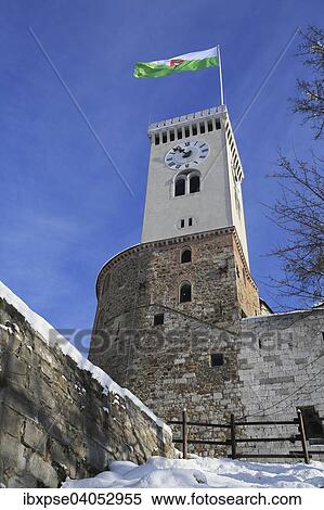 Burg von Laibach im Winter, Ljubljana, Slowenien, Europa View Large Photo Image Stock Photography - Burg von Laibach im Winter, Ljubljana, Slowenien, Europa. Fotosearch
