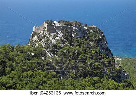 Castle Monolithos, Ruine der Johanniterburg, Rhodos, Dodekanes, Griechenland, Europa View Large Photo Image Stock Photograph - Castle Monolithos, Ruine der Johanniterburg, Rhodos, Dodekanes, Griechenland, Europa. Fotosearch