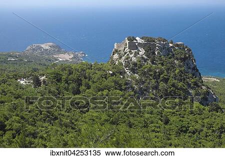 Castle Monolithos, Ruine der Johanniterburg, Rhodos, Dodekanes, Griechenland, Europa View Large Photo Image Stock Photography - Castle Monolithos, Ruine der Johanniterburg, Rhodos, Dodekanes, Griechenland, Europa. Fotosearch