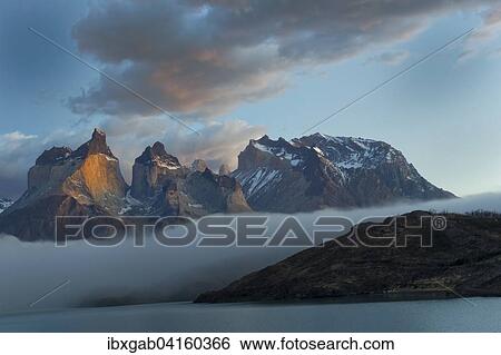 Cuernos del Paine fruhmorgens, Lago Pehoe, Nationalpark Torres del Paine, Patagonien, Chile, Sudamerika View Large Photo Image Stock Photograph - Cuernos del Paine fruhmorgens, Lago Pehoe, Nationalpark Torres del Paine, Patagonien, Chile, Sudamerika. Fotosearch
