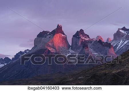 Cuernos del Paine fruhmorgens, Nationalpark Torres del Paine, Patagonien, Chile, Sudamerika View Large Photo Image Stock Image - Cuernos del Paine fruhmorgens, Nationalpark Torres del Paine, Patagonien, Chile, Sudamerika. Fotosearch