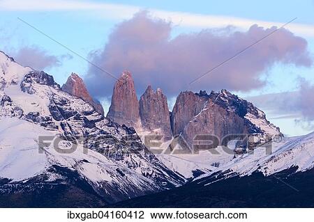 Cuernos des Paine und die Torres am Morgen, Nationalpark Torres del Paine, Patagonien, Chile, Sudamerika View Large Photo Image Stock Image - Cuernos des Paine und die Torres am Morgen, Nationalpark Torres del Paine, Patagonien, Chile, Sudamerika. Fotosearch