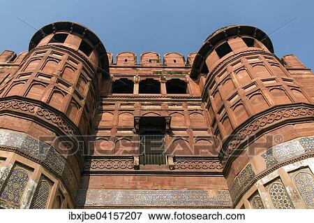 Delhi-Tor, Haupteingang, Rotes Fort, Festung, Agra, Uttar Pradesh, Indien, Asien View Large Photo Image Stock Photo - Delhi-Tor, Haupteingang, Rotes Fort, Festung, Agra, Uttar Pradesh, Indien, Asien. Fotosearch