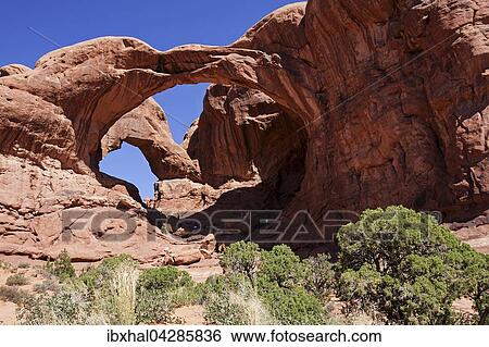 Double Arch, The Windows Selection, Arches National Park, Utah, USA, Nordamerika View Large Photo Image Stock Photograph - Double Arch, The Windows Selection, Arches National Park, Utah, USA, Nordamerika. Fotosearch