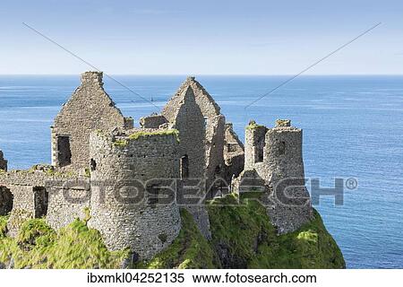 Dunluce Castle, Atlantikkuste, County Antrim, Nordirland Vereinigtes Konigreich View Large Photo Image Stock Photography - Dunluce Castle, Atlantikkuste, County Antrim, Nordirland Vereinigtes Konigreich. Fotosearch