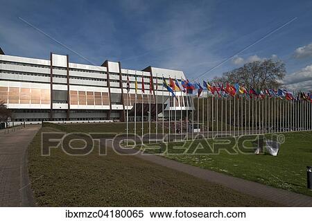 Europarat mit internationalen Flaggen, Strassburg, Elsass, Frankreich, Europa View Large Photo Image Stock Photography - Europarat mit internationalen Flaggen, Strassburg, Elsass, Frankreich, Europa. Fotosearch