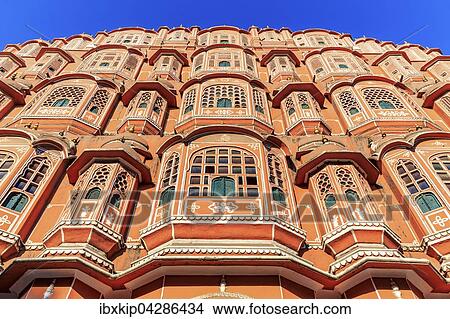 Fassade des Hawa Mahal, Palast der Winde, Jaipur, Rajasthan, Indien, Asien View Large Photo Image Picture - Fassade des Hawa Mahal, Palast der Winde, Jaipur, Rajasthan, Indien, Asien. Fotosearch