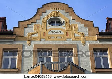 Fassadenabschluss eines Jugendstilhauses von 1905, Nurnberg, Mittelfranken, Bayern, Deutschland, Europa View Large Photo Image Stock Photograph - Fassadenabschluss eines Jugendstilhauses von 1905, Nurnberg, Mittelfranken, Bayern, Deutschland, Europa. Fotosearch