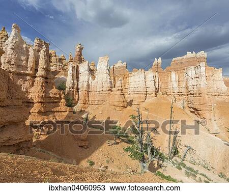 Stock Image - Felsszenerie vom Navajo Loop Trail, Bryce-Canyon-Nationalpark, Bryce, Utah, USA, Nordamerika. Fotosearch