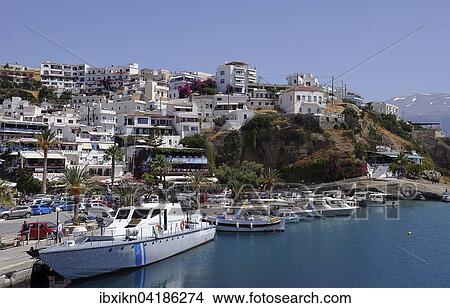 Picture - Fischerboote, Hafen, Agia Galini, Kreta, Griechenland, Europa. Fotosearch