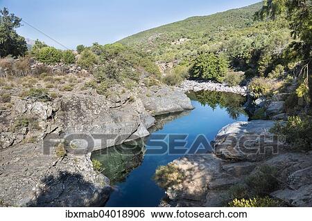 Stock Photograph - Fluss Fango zwischen Felsen, Tuarelli, Fangotal, Vallee du Fango, Haute-Corse, Korsika, Frankreich, Europa. Fotosearch