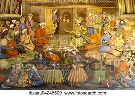 Fresko, Bankett mit tanzenden Madchen, Shah Abbas I empfangt Vali Nadr Muhammad Khan, Emir von Buchara in Turkestan, 1611, Tschehel Sotun oder Chehel Sotoun, Vierzigsaulenpalast, Isfahan, Iran View Large Photo Image Stock Photo - Fresko, Bankett mit tanzenden Madchen, Shah Abbas I empfangt Vali Nadr Muhammad Khan, Emir von Buchara in Turkestan, 1611, Tschehel Sotun oder Chehel Sotoun, Vierzigsaulenpalast, Isfahan, Iran. Fotosearch