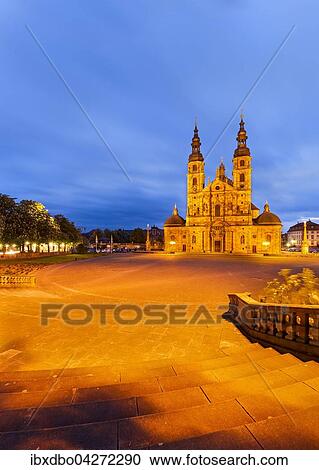 Fuldaer Dom in der Abenddammerung, Fulda, Hessen, Deutschland, Europa View Large Photo Image Stock Image - Fuldaer Dom in der Abenddammerung, Fulda, Hessen, Deutschland, Europa. Fotosearch