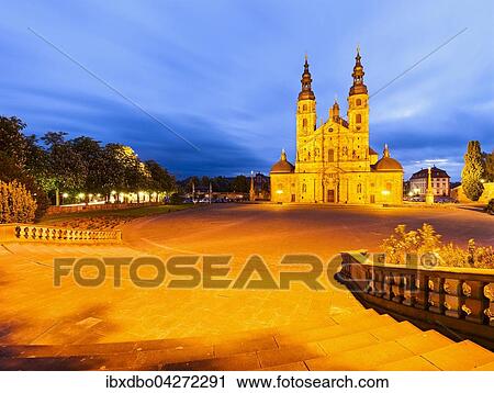 Fuldaer Dom in der Abenddammerung, Fulda, Hessen, Deutschland, Europa View Large Photo Image Stock Image - Fuldaer Dom in der Abenddammerung, Fulda, Hessen, Deutschland, Europa. Fotosearch