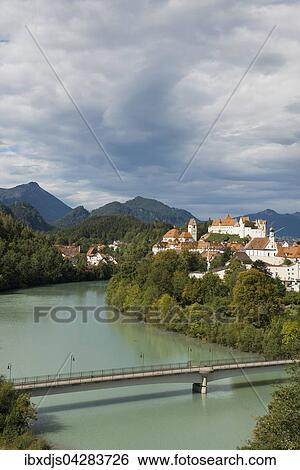 Fussen mit Lech vor Allgauer Alpen, Schwangau, Allgau, Oberbayern, Bayern, Deutschland, Europa View Large Photo Image Stock Photograph - Fussen mit Lech vor Allgauer Alpen, Schwangau, Allgau, Oberbayern, Bayern, Deutschland, Europa. Fotosearch