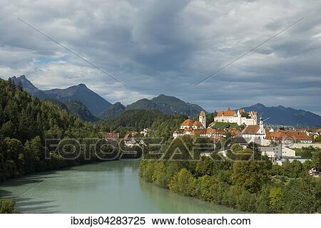 Fussen mit Lech vor Allgauer Alpen, Schwangau, Allgau, Oberbayern, Bayern, Deutschland, Europa View Large Photo Image Stock Photography - Fussen mit Lech vor Allgauer Alpen, Schwangau, Allgau, Oberbayern, Bayern, Deutschland, Europa. Fotosearch